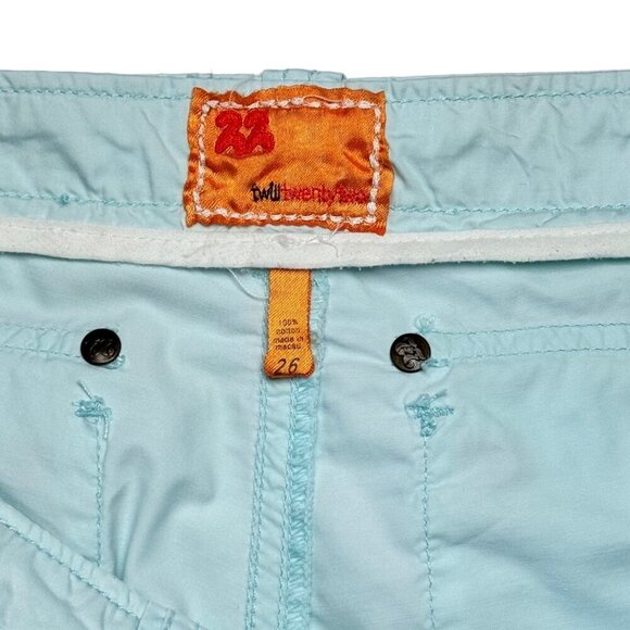 VTG Y2K Twill Twenty Two Cargo Shorts Sz. 26 Blue Cotton Low Rise Pockets Beach - Picture 4 of 12